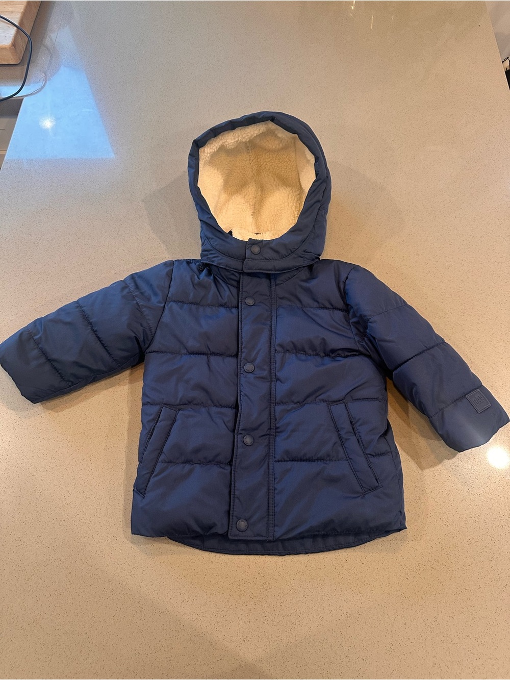 Baby Gap Navy Blue Sherpa-Lined Heavyweight Puffer Coat Size 12-18 M